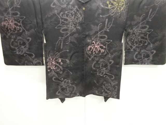 JAPANESE ANTIQUE HAORI / TAISHO ROMAN STYLE / URUSHI / WOVEN KIKU